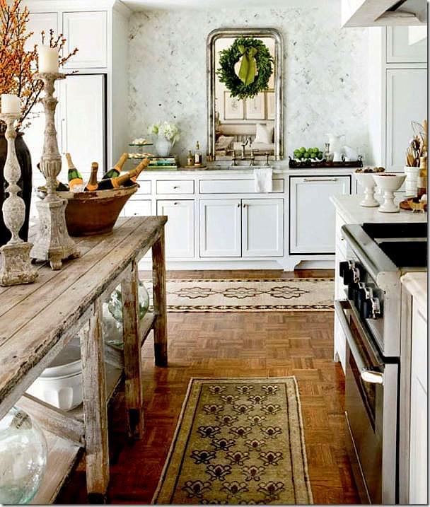 In the same house, Ryan uses Oushak runners in the kitchen. Picture from Nov-Dec 2010 Issue of Veranda.