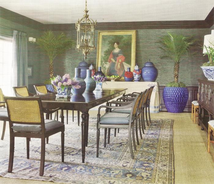 Here, designer Mary McDonald opts for Tabriz over seagrass in a dining room. Photo from the October 2010 Veranda.