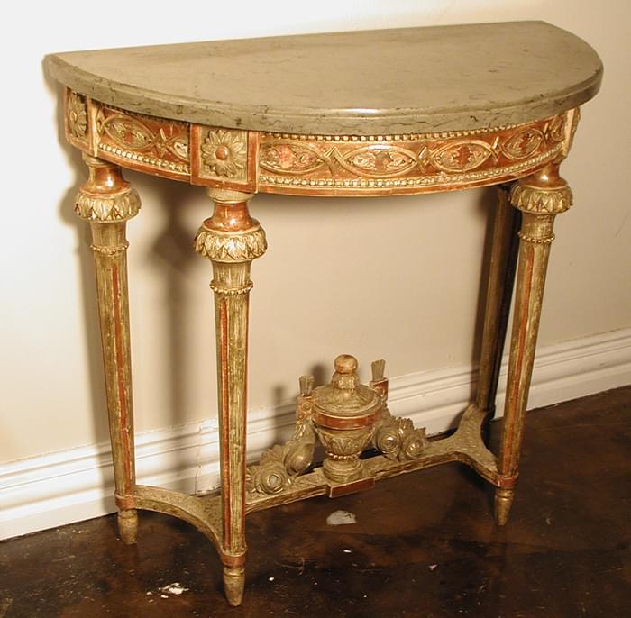 Period Gustavian Demilune Console - Giltwood with original marble top - circa 1780 Stockholm, Sweden