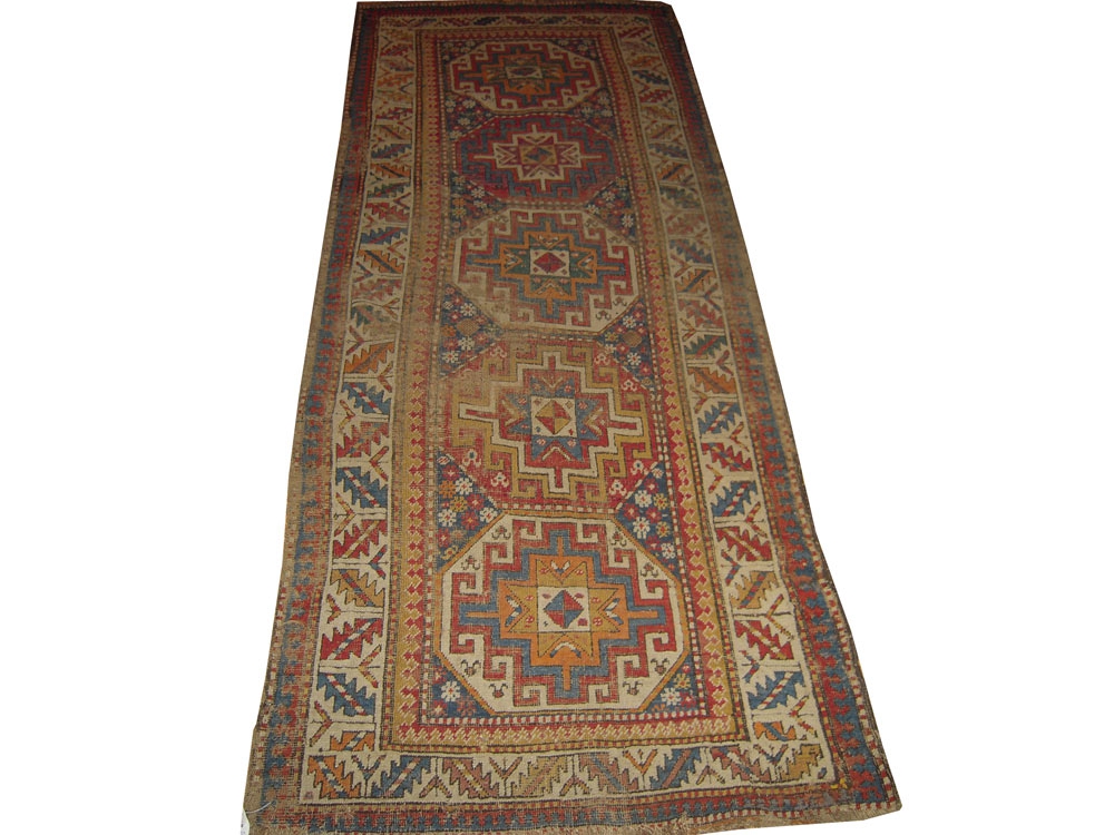 Antique Oriental Worn Caucasion Rug Runners 04953HM Matt Camron