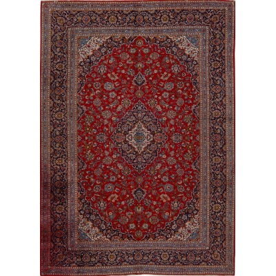 Semi-Antique Persian Kashan Rug