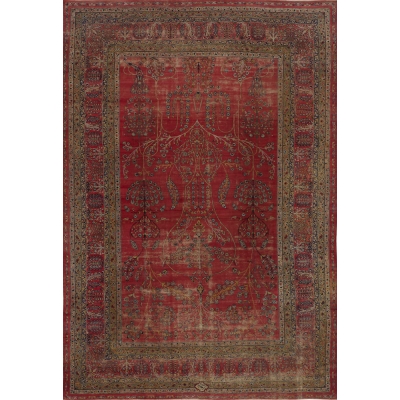  Antique Persian Lavar Kerman Rug