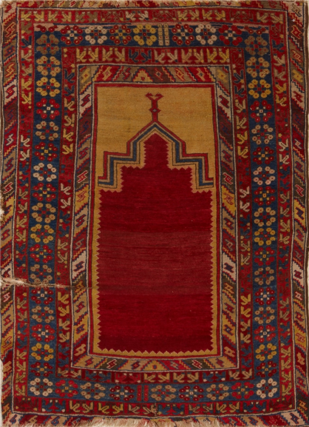 Antique Oriental Worn Caucasion Rug Distressed Rugs 02780HM Matt