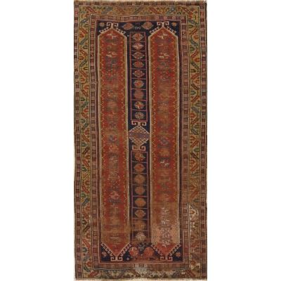  Antique Oriental Worn Caucasion Rug