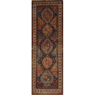 Antique Oriental Worn Caucasion Rug
