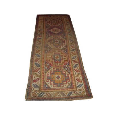 Antique Oriental Worn Caucasion Rug