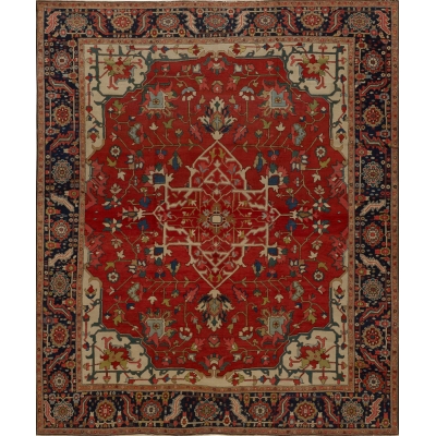  Antique Persian Serapi Rug