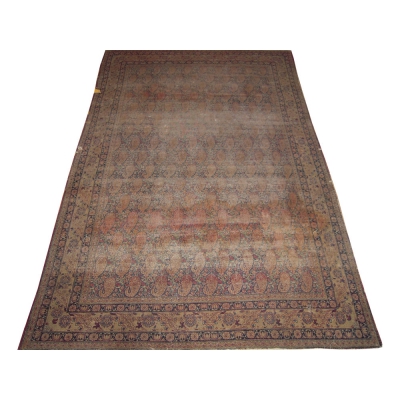 Antique Worn Lavar Kerman Rug