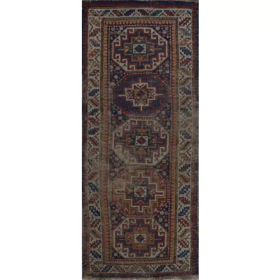 Antique Oriental Worn Caucasion Rug